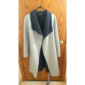 White House Black Market Wool Blend Wrap Coat Gray Black Belted Medium